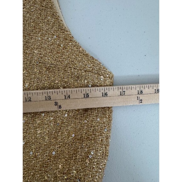 Chou Chou sparkly tweed mini Y2K pearl detail dress gold‎ sz M - Picture 6 of 9